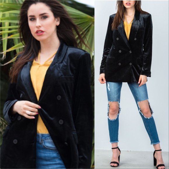 MODA ME COUTURE Jackets & Blazers - VELVET DOUBLE BREAST BLAZER
